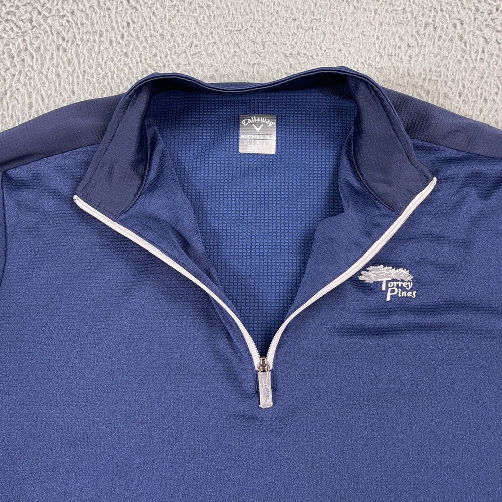 Callaway Pullover 1/4 Zip Mens Large Navy Blue Torrey Pines Weather Series - Picture 3 of 11
